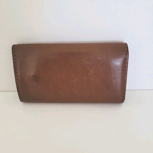 Coach Wallet Key Case Trifold Holder Solid Brown Geniue Smooth Leather Classic - Picture 2 of 11